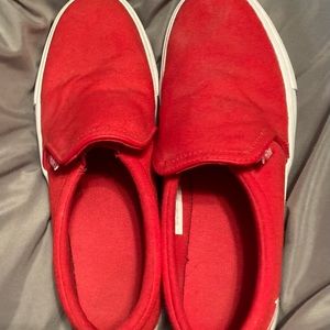 Red Nike slide tennis shoes